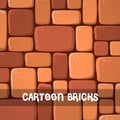 Vector illustration of seamless pattern cartoon bricks wall, bright texture tiled background Royalty Free Stock Photo