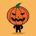 Cute halloween pumpkin costume. Little cartoon boy dressed as a pumpkin. Royalty Free Stock Photo