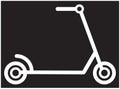 Black kick scooter or balance bike icon