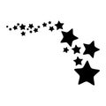 Black silhouette of a five-pointed star on a white background. Silhouettes of scattered stars