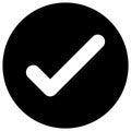 Round Button fill black color tick symbol