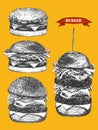 Burger Menu. Hand-drawn illustration of Burger. Ink. Vector Royalty Free Stock Photo