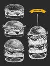 Burger Menu. Hand-drawn illustration of Burger. Ink. Vector Royalty Free Stock Photo