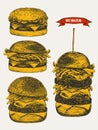 Burger Menu. Hand-drawn illustration of Burger. Ink. Vector Royalty Free Stock Photo