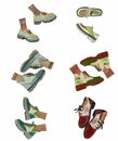 Illustration icons stickers pastel images photo shoes sneakers sllipers fashion clothings items Royalty Free Stock Photo