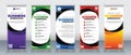 abstract roll up banners in red, purple, green , blue and yellow print ready colors Royalty Free Stock Photo