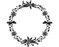 Round frame made of spices. Vanilla cardamom, cloves, cinnamon, star anise - vector silhouette.