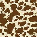 Cow skin in brown and beige spotted, seamless pattern for print, animal texture. Vector Royalty Free Stock Photo