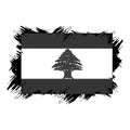 Black and white Republic of Lebanon Flag independence day