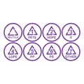 Vector set of flat triangle icons on a white background. Flat design. recycling symbol, Types of Plastic Royalty Free Stock Photo