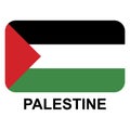 Palestine flag button on white background. With Palestine written below. Language selection icon based on country flag Royalty Free Stock Photo