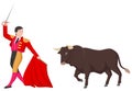 Cute bull and matador cartoon