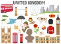 Set of United Kingdom famous landmarks Royalty Free Stock Photo