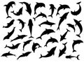 Dolphin Silhouettes Set. Isolated vector on white background