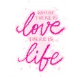 Where There Is Love There Is Life. Hand drawn lettering typography poster. Royalty Free Stock Photo