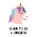 Born to be unicorn print for kids with a cute character