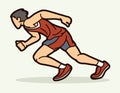 A Man Start Running Action Marathon Runner Cartoon Sport Graphic