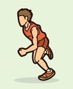 A Man Start Running Action Marathon Runner Cartoon Sport Graphic