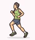 A Man Start Running Action Marathon Runner Cartoon Sport Graphic