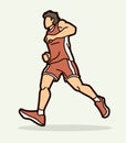 A Man Start Running Action Marathon Runner Cartoon Sport Graphic