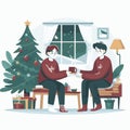 Illustration Vector share Quality Time - Happy Christmas Vector