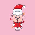 Cute sheep sing a christmas song. Cute christmas cartoon character illustration. Royalty Free Stock Photo