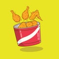 Fried chicken thighs and wings cartoon vector illustration Royalty Free Stock Photo