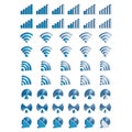 Wireless and Network vector line icon set. Contains linear outline icons like Connection, Signal, Internet, Phone, Radio, Computer Royalty Free Stock Photo