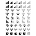 Wireless and Network vector line icon set. icons like Connection, Signal, Internet, Phone, Radio, Wifi, Communication, Editable Royalty Free Stock Photo