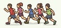Children Running Boy and Girl Playing Together Exercise Runner Jogging Cartoon Sport Graphic