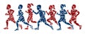 Children Running Boy and Girl Playing Together Exercise Runner Jogging Cartoon Sport Graphic