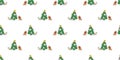 Cat Seamless Pattern Christmas Tree Kitten Santa Claus Hat Munchkin Calico Neko Vector Pet Doodle Cartoon Tile Background