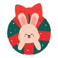 Cute bunny Christmas wreath