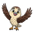 Cute falcon cartoon on white background