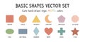 Basic shapes vector set. Colorful shapes vector illustration clipart cartoon style. Pastel colors. Square, circle, triangle