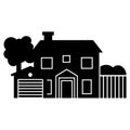 farm house silhouette isolated icon vector illustration design black and white style. Outdoor design of house