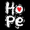 Hope. Vector of calligraphic letters with hearts.