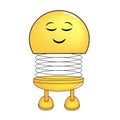 Vector illustration of spiral emoticon with body and legs. Calm spiral Emoji cartoon