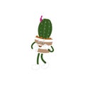 Cartoon cactus plant in a pot character mascot in black sunglasses