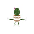 Cartoon cactus plant in a pot character mascot in black sunglasses