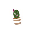 Cartoon cactus plant in a pot character mascot in black sunglasses