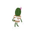 Cartoon cactus plant in a pot character mascot in black sunglasses