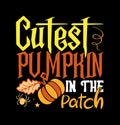 cutest pumpkin in the patch, funny halloween graphic shirt concept, pumpkin silhouette shirt design vector art