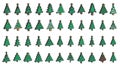 Christmas tree 3D outline icons set. linear style symbols collection, line signs pack. vector graphics. tree decoration Royalty Free Stock Photo
