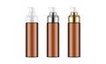 Amber Airless Pump Bottles With Plastic, Metallic, Golden Caps