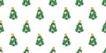 Cat Seamless Pattern Christmas Tree Kitten Santa Claus Hat Calico Munchkin Neko Vector Pet Doodle Cartoon Tile Background