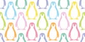 penguin seamless pattern cartoon bird pastel color doodle