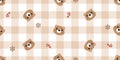 bear polar seamless pattern Christmas Santa Claus head face vector checked tartan plaid pet candy cane snowflake doodle cartoon Royalty Free Stock Photo