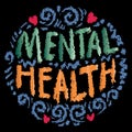 Mental health. Hand drawn lettering.