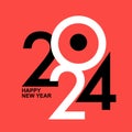 Simple bright colorful happy new year card for 2024. vector banner